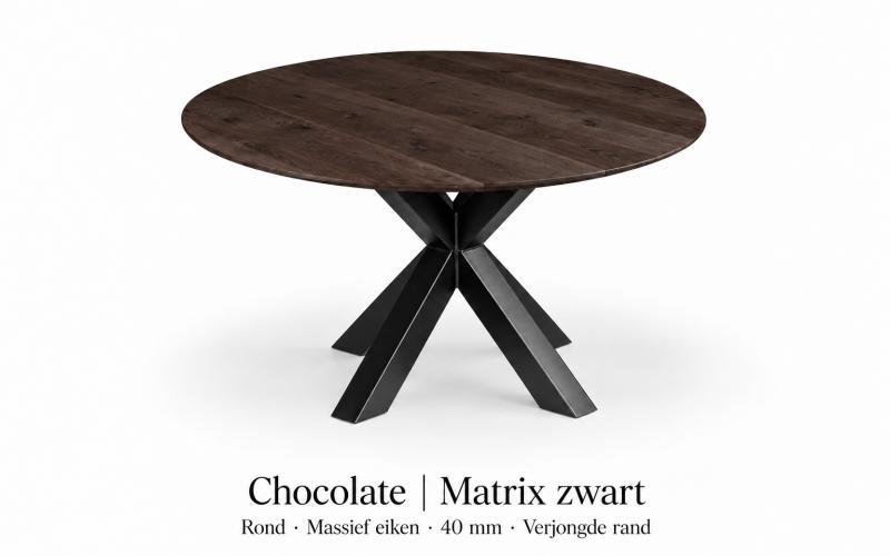 Ronde eiken eettafel 4 cm met verjongde rand &ndash; stel zelf samen